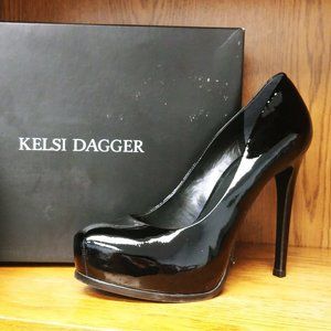 Kelsi Dagger "Linzy" Black Patent Platform Heels